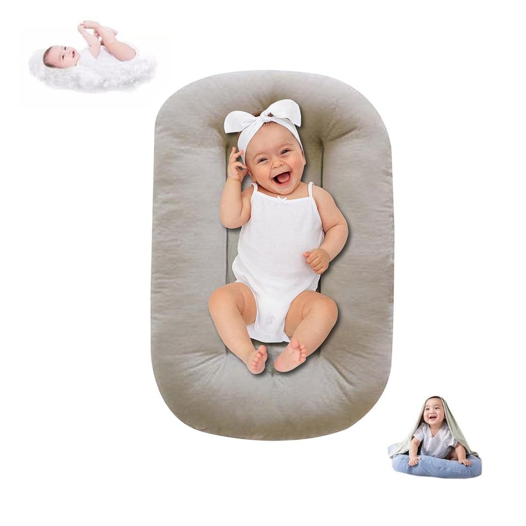 Baby Lounger for Infants 0-12 Months, Bionic Design Baby Lounger Soft Organic Cotton Breathable Lounger, Newborn Babies Essentials Gifts