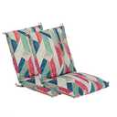Makimoo Set of 2 Outdoor Dining Chair Cushions, Patio Seating Cushions, 38x18x4.5 inch, for Garden Patio Furniture (Red-Green Geometry)