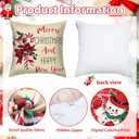 Vintage Red Retro Santa Candy Cane Square Pillowcases Set of 6 - 18x18 - Snowman, Reindeer, Throw Pillows for Xmas Winter Home Decor