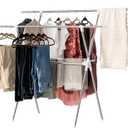 IRIS USA Foldable Drying Rack with Extendable Rods for Large Laundry Loads, Clothes Drying Rack, Freestanding Foldable Laundry Rack, Anti-Skid Feet, Portable and Storable, Silver