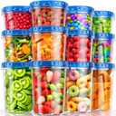 BiuLeon 12 Pack- 34/24/17oz Freezer Storage Containers, Plastic Food Storage Containers with Twist Top Lids, BPA Free and Reusable Soup Containers with Lids, Leakproof/Microwave/Dishwasher Safe