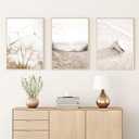 Neutral Landscape Artwork Modern Dandelion Wall Art Ocean Landscape Picture Small Seashell Artwork Neutral Beach Painting Pampas Grass Canvas Wall Art for Living Room Bedroom 16x24inchx3 Frameless (16L" x 24W")