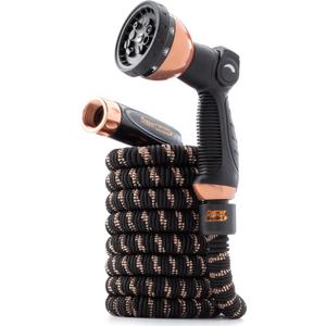 Pocket Hose 25 FT Copper Bullet Expandable Garden Hose w/10 Pattern Thumb Spray Nozzle AS SEEN ON TV 650psi 3/4 in Patented Lead-Free Ultra-Lightweight Solid Copper Anodized Aluminum