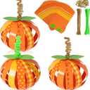 BeYumi Paper Strip Pumpkin Craft - 48Pcs Halloween Pumpkin Craft Kit DIY Fall Thanksgiving Gratitude Pumpkin Thankful Craft Autumn Holiday Religious Decor Home School Classroom Fun Activities for Kids
