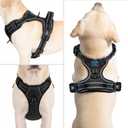 PHOEPET No Pull Dog Harness Medium Reflective Front Clip Puppy Vest with Handle,Adjustable 2 Metal Leash Attachment Hooks(M, Black)
