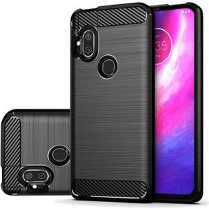 Case for Motorola One Hyper Case, Moto One Hyper XT2027 Case, Slim Thin Carbon Fiber Phone Case TPU Soft Back Cases Anti-Scratch Shockproof Protective Cover for Motorola Moto One Hyper Black