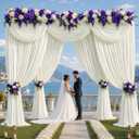 50ft x 12ft Ivory Backdrop Curtains, Wrinkle Free Thick Fabric Polyester Curtains Backdrop Drapes Cover for Parties Wedding Birthday Photography Background, 10 Panels 5ft x 12ft