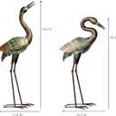 Shorayn Garden Crane Statues, Blue Heron Sculptures for Outdoor, Cranes Decor Metal Bird, Patina Garden Art Lawn Ornaments for Yard Patio Porch Outside Decorations, 29.1 Inches
