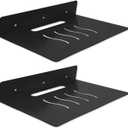 Steel Floating Shelves for Wall,Small Wall ShelfSuitable for Bedroom, Living Room, Bathroom, Kitchen, Office (Black, 2Pack 9.06x6.89 in)
