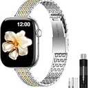 MioHHR Slim Metal Bands Compatible with Apple Watch Band Ultra 2/1 Series 10 9 8 7 SE 6 5 4 3 2 1, Thin Stainless Steel Chain Strap for Women iWatch Band 49mm 46mm 45mm 44mm 42mm 41mm 40mm 38mm