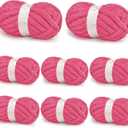 Chunky Yarn for Hand Knitting, Chunky Chenille Blanket Yarn for Crocheting, Bulky Soft Fluffy Chenille for Blanket Project, 8 Pack of 8oz/25yds, Hot Pink