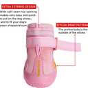 QUMY Dog Boots Waterproof Shoes for Dogs with Reflective Strips Rugged Anti-Slip Sole Black 4PCS (Size 4: 2.2''x2.6''(W*L) for 31-40 lbs, Pink)