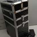 Professional Rolling Makeup Train Case Aluminum Trolley Case with 360° Rotation Wheels for Makuep Artist Cosmetic Suitcase Organizer with Lock and Key Diamond Pattern - Turquoise