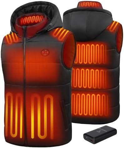 TODWARM Men Heated Vest with 16000mAh Battery Pack Included Heating Vests 15-Zone Warming for Cycling,2501-ML-US, Missing Hood