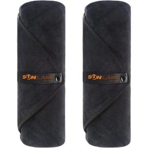 SUNLAND Microfiber Gym Bath Towel Ultra Soft Travel Camping Towel Super Absorbent Swimming Sport Yoga Sweat Towels with Straps for Adults and Children (Black X 2)