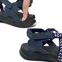 UBFEN Womens Hiking Sandal Sport Sandal Outdoor Comfortable with Adjustable Straps (8, Blue)