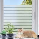 Coavas Frosted Striped Window Privacy Film for Bathroom Glass Door, Static Cling No Glue Removable Decorative Glass Film, UV Blocking Heat Control, Renter Friendly, 23.6 x 78.7 inch,Pure