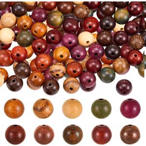 WILLBOND 130 Pieces Macrame Wooden Beads 1mm Hole Loose Beads with Hole for Macrame Making Kits Supplies Jewelry Bracelet Making Hair DIY Craft Handmade Decor (Sandalwood Color, Mini)