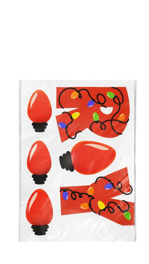 Christmas Bulb Light Window Clings - Winter Car Refrigerator Decorations Stickers for Holiday Xmas Home Kitchen Living Room - Door Window Seasons Decals Pack of 2