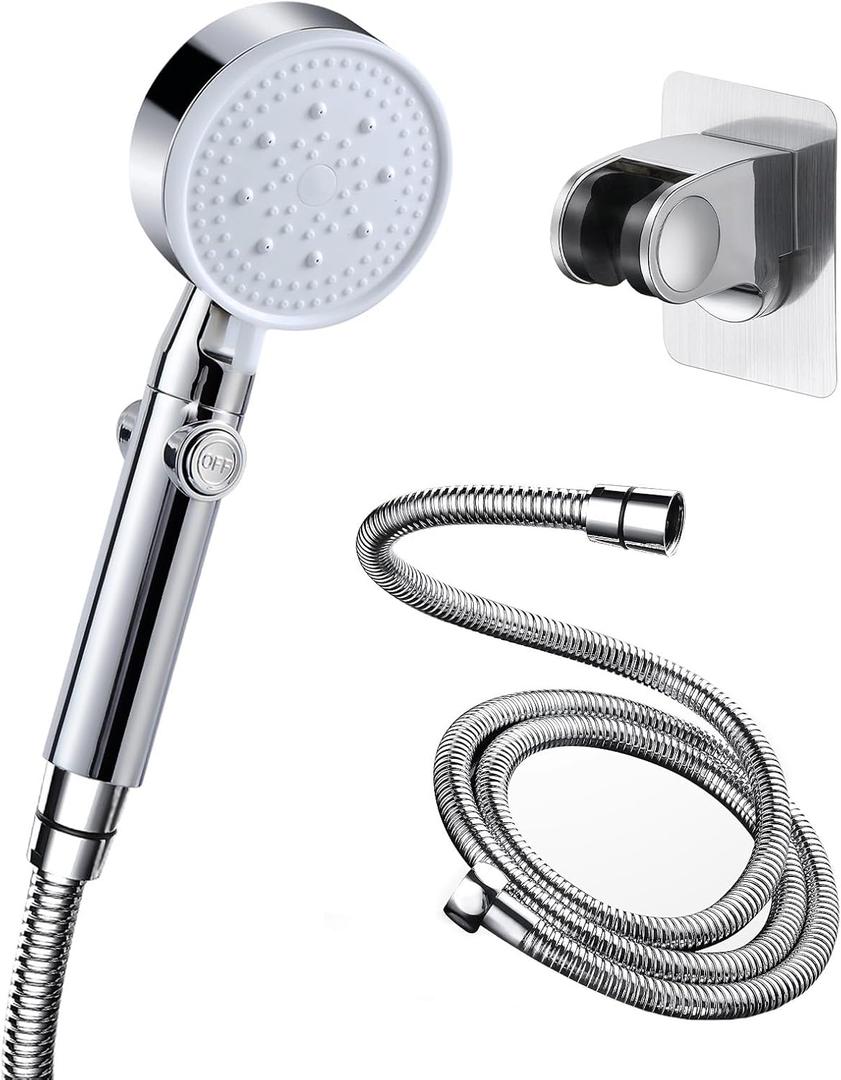 High Pressure Shower Head with Hose,Handheld Shower Heads with Holder NO Drilling Wall Mount,Showerhead for RV/Campers having on/off SwitchHaving a pause button High Pressure Shower Head with Hose,Handheld Shower Heads with Holder NO Drilling Wall Mount,Showerhead for RV/Campers having on/off SwitchHaving a pause button