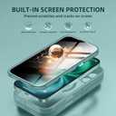 BERFY for iPhone 16 Case, Compatible with MagSafe, Built-in Privacy Screen Protector, Camera Protection, Shockproof Full Body Phone Case 6.1", Clear Green