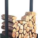 MBQQ Industrial & Rustic Heavy Duty Firewood Log Rack for Home Fire Place Decoration,Indoor Outdoor Wrought Iron Firewood Holders,Lumber Storage Stacking, Black [11.8"D x 24"W x 24"H]