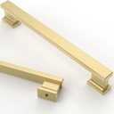 Asidrama 10 Pack 5 Inch(128mm) Brushed Gold Kitchen Cabinet Handles, Cabinet Pulls Kitchen Cabinet Hardware for Cupboard Drawer Pulls (5" Hole Center)