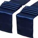 2PCS Navy Blue Table Runner 12 x 108 Inch Long Satin Table Runners Smooth Party Tablecloth for Banquets Wedding Bridal Shower Sea Birthday Holiday Home Decorations
