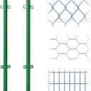 4FT Heavy Duty Green Metal Garden Fence Posts (2-Pack) - for DIY Chicken Wire, Garden/Yard/Driveway/Farm Fence Stakes