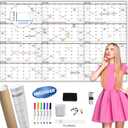 Large Dry Erase Wall Calendar - 60 x 38" Undated Blank Yearly Planner - Giant Whiteboard 12 Month Poster - Premium Laminated Calendar for Classroom, Office, Project & Family Schedule