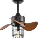 Farmhouse Ceiling Fan with Lights - 6 Speeds Caged Ceiling Fan Light, Rustic Ceiling Fans with Remote Control, 1/2/4H Timer Setting 3 Blades for Indoor/Outdoor