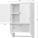 TEENFON Bathroom Wall Cabinet with Adjustable Shelves and Towel Rack, Wall Mounted Over the Toilet Storage Cabinet for Bathroom, Living Room, White UNGGX005W