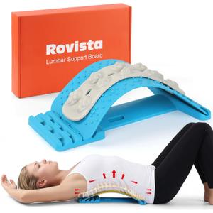 Premium Back Stretcher for Lower Back Pain Relief  4-Level Adjustable Lumbar Support Board with Soft EVA Massage Strip  Durable & Portable Back Cracker to Release Tension and Reset Your Day (Blue)