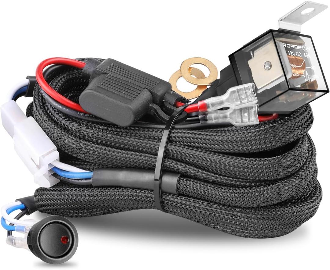 Wiring Harness 1 Lead, Nirider 12V 40A Rocker Switch Relay Fuse Nylon Wiring Harness Kit for LED Light Bars Fog Lights Work Lights Driving Lights Offroad LED Pods Wire Kit for Truck UTV ATV Boat