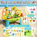 Dergo Upgraded Water Table for Toddlers Toy Set, Kids Sensory Sand Table Play Sink Shower Sprinkler, Summer Birthday Gift STEM Fishing Playset for Boys Girls Ages 3 4 5 6 7