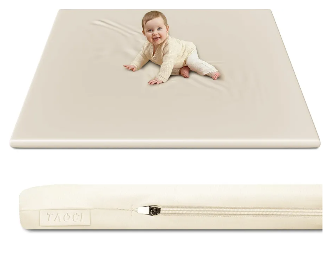 Padded Baby Play Mat Soft Vegan Leather with Thicken Foam Mat Easy Wipe-Clean Cushioned & 2 Sides Waterproof Baby Tummy Time Playmat Fits 50" x50" Playpens Padded Baby Play Mat Soft Vegan Leather with Thicken Foam Mat Easy Wipe-Clean Cushioned & 2 Sides Waterproof Baby Tummy Time Playmat Fits 50" x50" Playpens