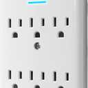 6 Outlet Extender Surge Protector 1 Pack, 980 Joules 3-Prong Grounded Electrical Plug Outlets, Wall-Mountable Power Adapter Wall Tap with Indicator LED Light for Home,Office, Travel, White, ETL Listed