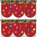 Breling 6 Pcs Christmas Kitchen Curtains Christmas Window Valance Curtain Decoration Xmas Rod Pocket Short Drapes Set for Classroom Living Room Bedroom Holiday Decor 36x24 in(Xmas Balls)