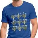 Mens Hanukkah Shirt Menorah T-Shirt Jewish Chanukah Tee Tops (S)