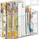 Kitchen Wrap Organizer Rack Wall Mount, Cabinet Door Organizer Storage, Wall Rack Basket Sturdy Steel Wire, Tall Inside Cabinet Holder for Aluminum Foil Plastic Wrap Wax Paper, Easy to Install