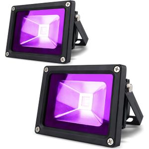 LANFU 2 Pack 10w LED Black Light Blacklight for Fluorescent Neon Glow in The Dark High Power LED Flood Light IP65 with Plug for Party Birthday,Bar,Party Supplies,Neon Glow,Aquarium,Night Club