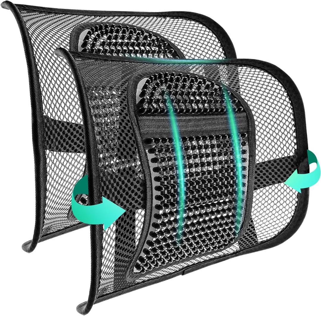 Samyoung 2 Pack Mesh Back Lumbar Support, Back Support Seat Cushion with Breathable Mesh for Office Chairs Car 12 x 16 (Black * 2)
