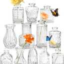 Der Rose Glass Bud Vases Set of 12, Small Bud Vases for Flowers, Rustic Wedding Centerpieces and Home Decor (Clear)