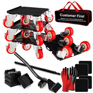 Furniture Dolly Set 5 Wheels Heavy Duty, Furniture Movers with Silent Rubber Wheels, 360 Rotation with Brake, 1400Lbs Load Capacity, Furniture Lifter for Easy Moving Large Furniture.