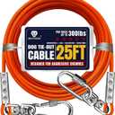 Tie Out Cable for Dogs Up to 300lbs,25ft Extra Strong 1000lbs Break Strength Tie-Out Tether Trolley Training Lead,Dog Run Cable for Yard Garden Park Camping Outside (Orange, 300lbs 25ft)