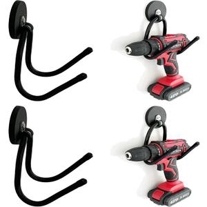 Pmsanzay 2 Pack Power Drill Tool Organizer Holder,Magnetic Tool Holders,Garage Tool Storage Rack,Heavy Duty Large Garage Magnet Utility Hooks with Rubber Coating, No Scratches - No Power Drill