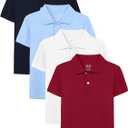 OHD 4 Pack Boys Polo Shirt Cotton School Uniform Polo Shirts for Boys Soft Kids Polo Shirt Multiple Color Short Sleeve Polo (X-Small, Navy Bluesky Bluewhitered)