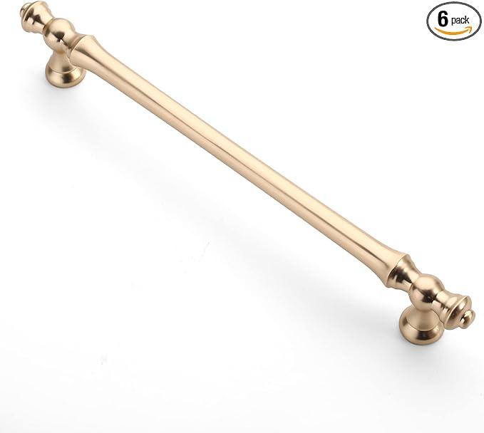 Asidrama 6 Pack 12.6 Inch (320mm) Brushed Brass Kitchen Cabinet Handles, Cabinet Pulls, Kitchen Cabinet Hardware for Cupboard Drawer Pulls
