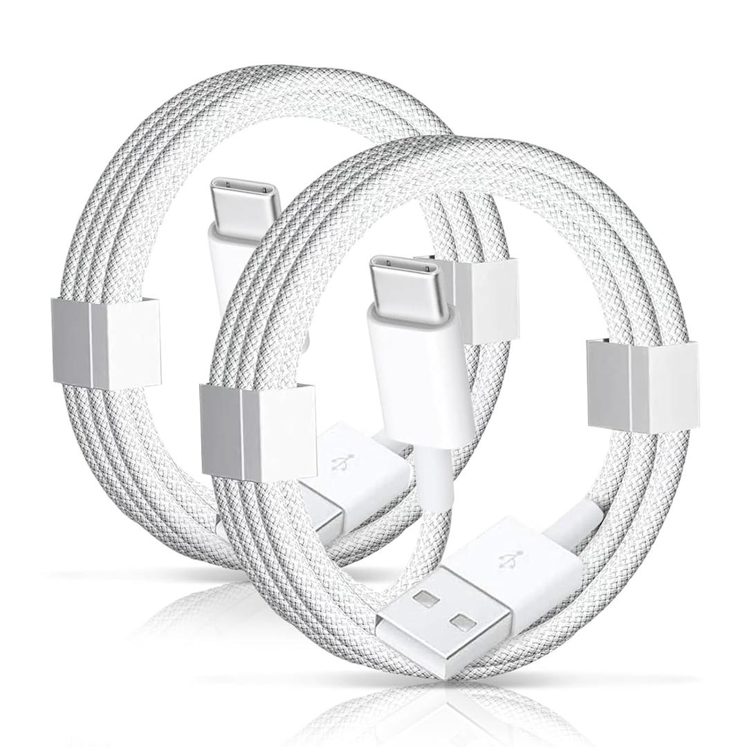 3 x 2 Pack USB A to USB C Woven Cable 60W for iPhone 16E 16 15 Pro Max Car Charger, iPhone 15 Carplay Cable Car Adapter iPad USB C Cord 10th, Air 5th 4th Mini 6th i 15 Pro Plus Charger Charging Cord (3 Feet)