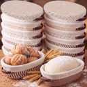 Gisafai 12 Set Banneton Bread Proofing Baskets Bulk 10 Inch Oval Cotton Rope Artisan Sourdough Bread Banneton Dough Proofing Bowls with Cloth Liners and Covers for Homemade Baking Bakery